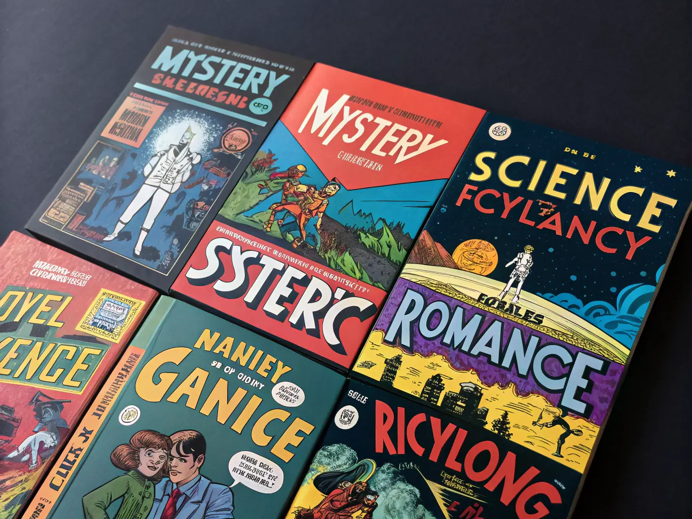 A collage of various short story covers, each representing a different genre and style. The collage is vibrant and engaging, showcasing the diversity of short stories available on Valoi.
